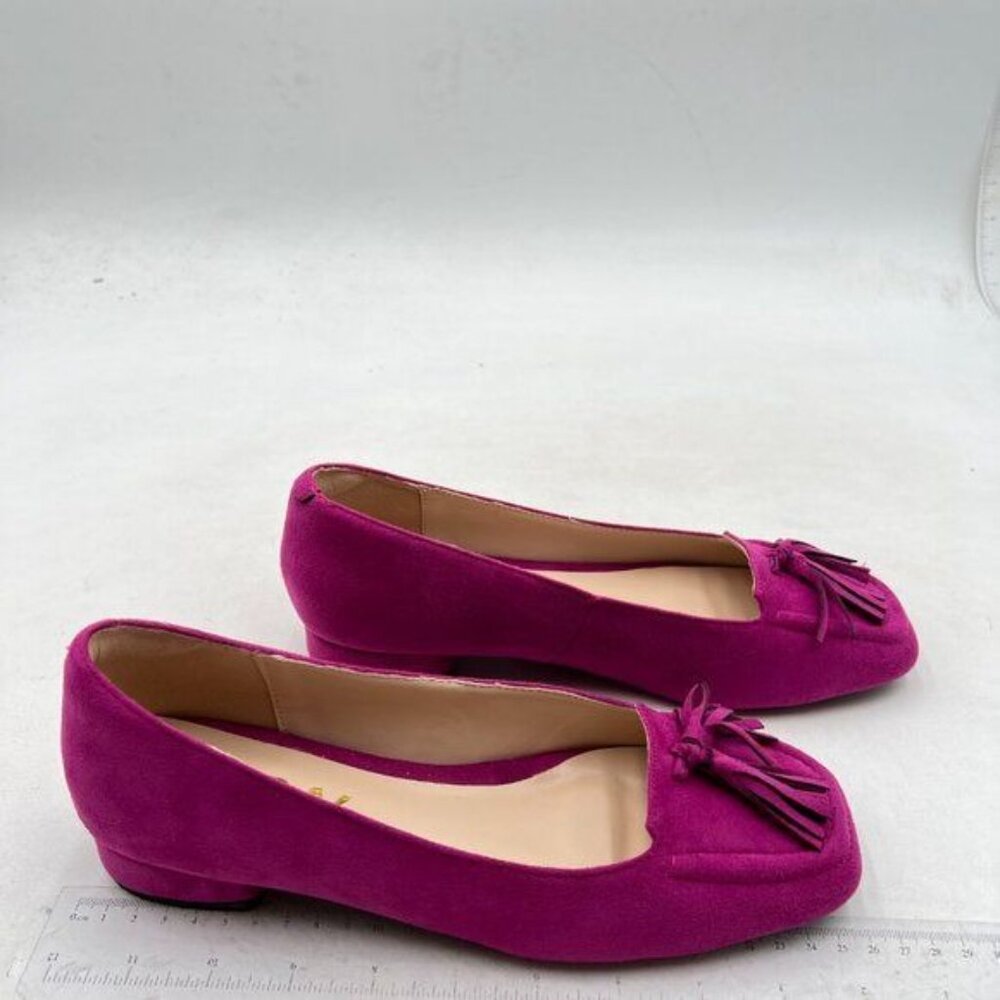 YDN Women Chunky Block Low Heel Loafers Square Toe Tassel Fringed Pumps Violet - Picture 4 of 8